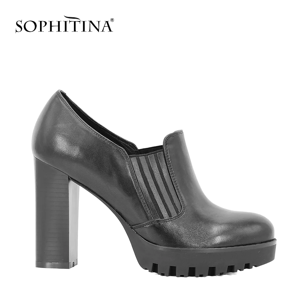 SOPHITINA 2018 Hot Sale Shoes Platform Pumps Solid High Heel Basic Dress Pumps Sheepskin Round Toe Wedding Party Woman Shoes D50