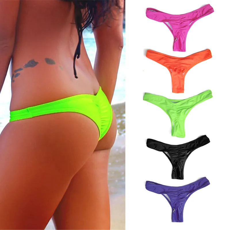 2019 Sexy Braziliaanse Mini Thong V-vorm G-String Bikini Beach Ondergoed Badmode 5 kleuren Thong voor de keuze