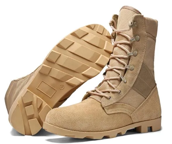 wholesale Chaussures d'alpinisme respirantes en cuir pour hommes 2021 armée hommes bottes hautes entraînement d'absorption des chocs Baskets yakuda boutique en ligne locale