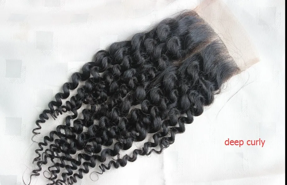Brazilian Virgin Human Hair 4X4 5x5 Lace Closure Peruvian Malaysian Indian Mongolian Body Wave Straight Loose Deep Kinky Straight Closures