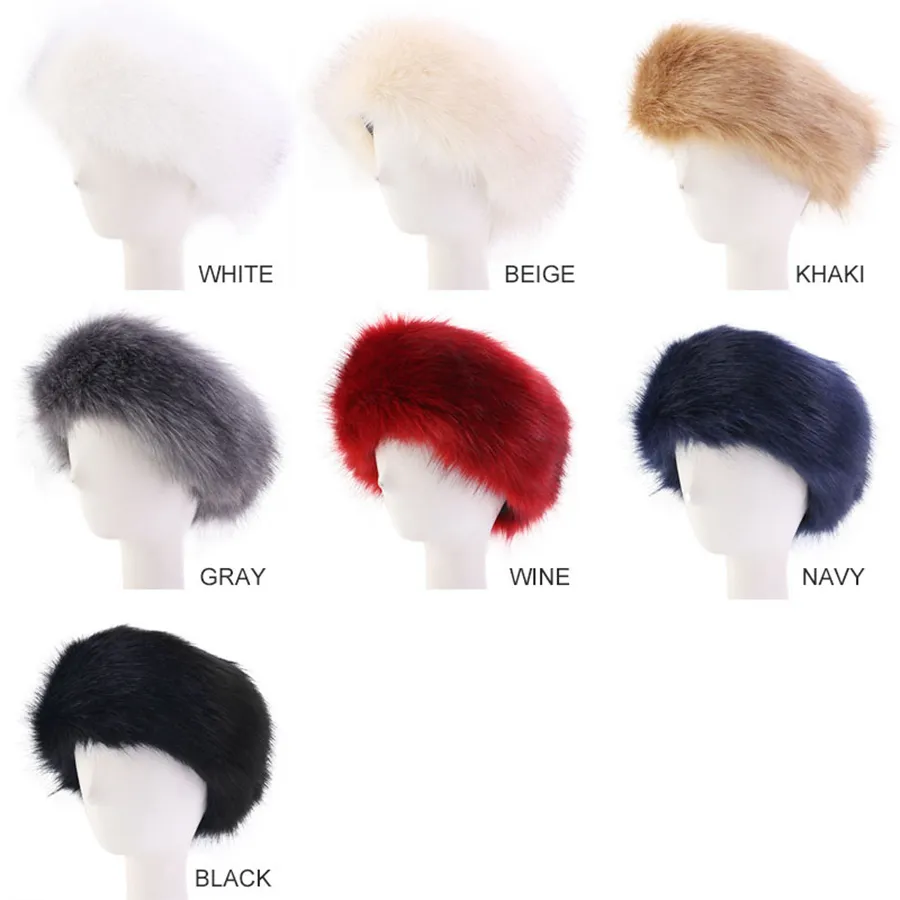 Kvinnor Faux Fur Vinterhuvudband Kvinnor Lyxigt Mode Head Wrap Plush Earmuffs Täck hårtillbehör RRA2150