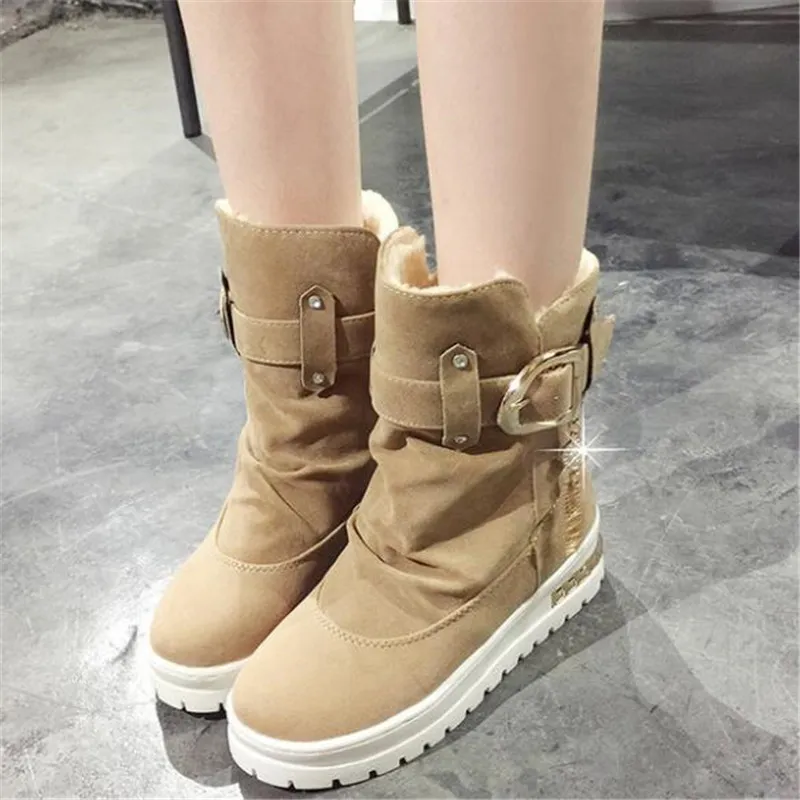 Hot Sale-Designer Dropshipping women's snow boots new winter flat bottom tube slip plus velvet warm cotton shoes women boots winter mujer