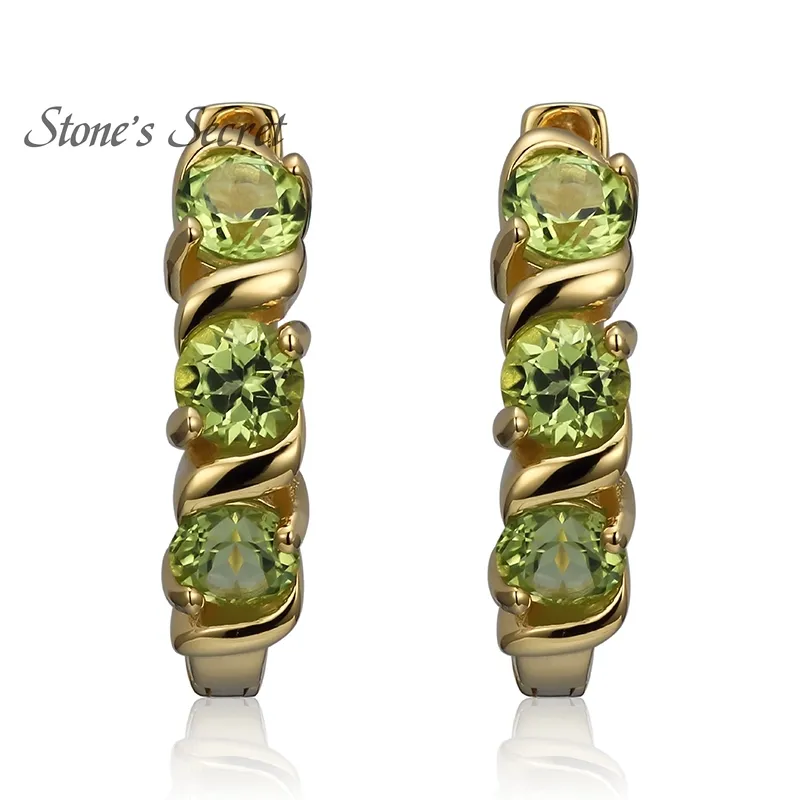 Fashion-Peridot 18k Yellow Gold Over Sterling Silver Hoop Earrings Genuine Gemstones Jewelry