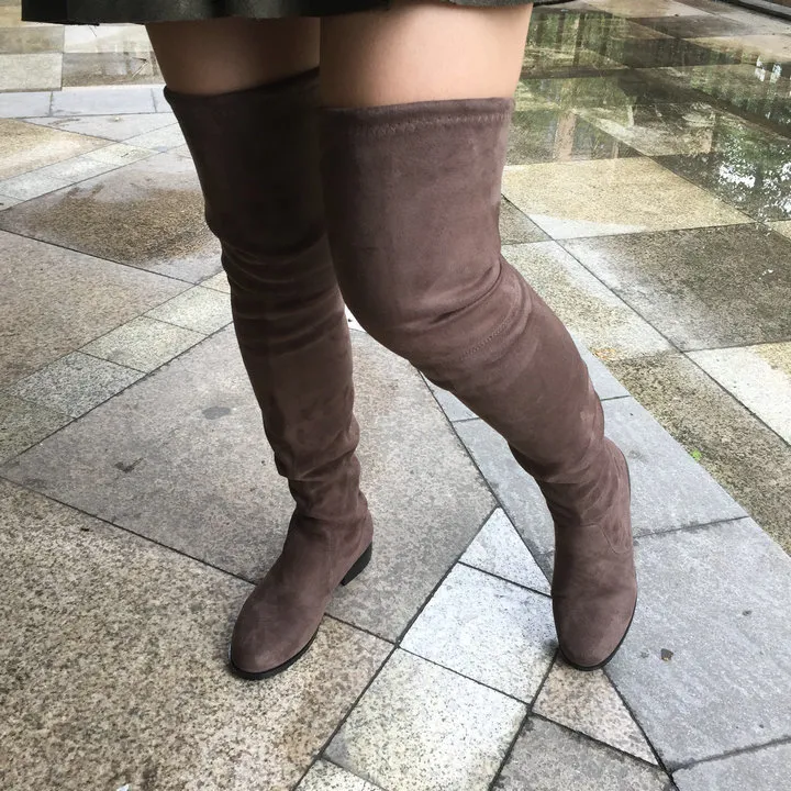 Kaitlyn pan block heel microsuede slim fit over the knee boots cheap