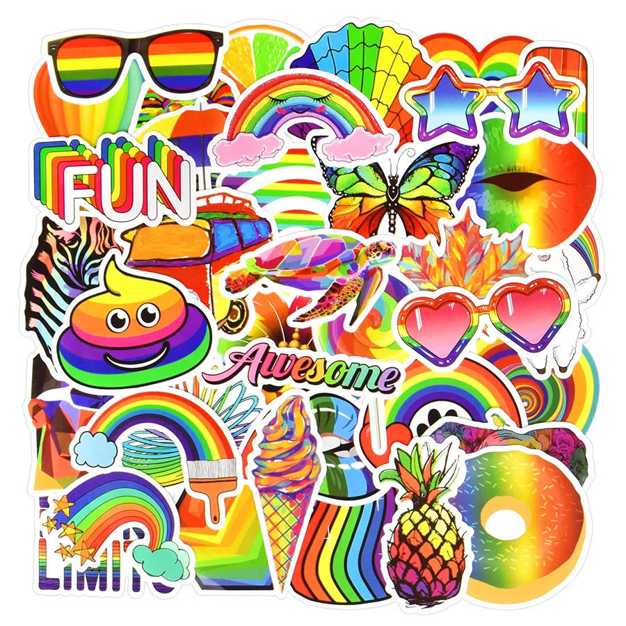 50 Waterproof Rainbow Rainbow Stickers For DIY Projects Laptop, Tablet,  Luggage, Water Bottle, Snowboard, Guitar, Car, Home Decoration Ideal For  Kids, Teens, And Adults From Kg2007, $2.19