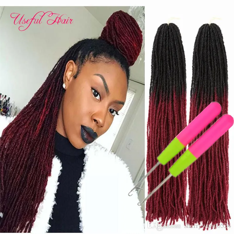 Dreadlocks Extensiones de cabello de ganchillo Rubio degradado DREADS LOCS Armadura de cabello sintético largo 18 "Cabello trenzado Sister Micro Locs Recto GANCHO GRATIS