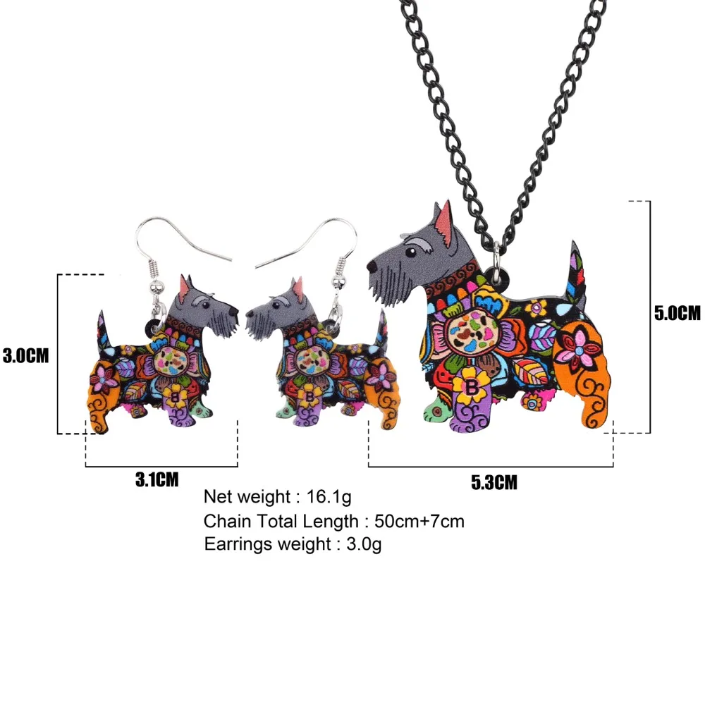 Weveni akryl anime aberdeen ish terrier dla psów zestawy biżuterii Naszyjnik dla kobiet dziewczęta impreza miłośnicy zwierząt domowych Prezent 8051021