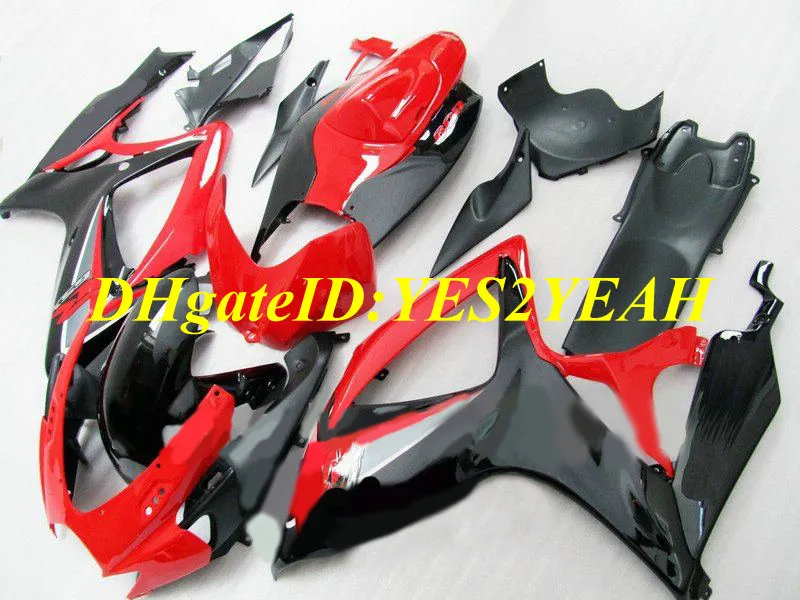 Custom Motorcycle Fairing Kit för Suzuki GSXR600 750 K6 06 07 GSXR600 GSXR750 2006 2007 ABS Röd svart Fairings Set + Gifts SB49