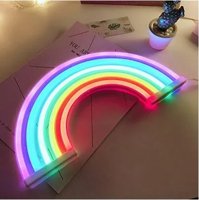 New Cute Rainbow Neon Sign LED Rainbow Light Lamp for Dorm Decor Rainbow Decor Neon Lamp Wall Decor Christmas Neon Bulb Tube