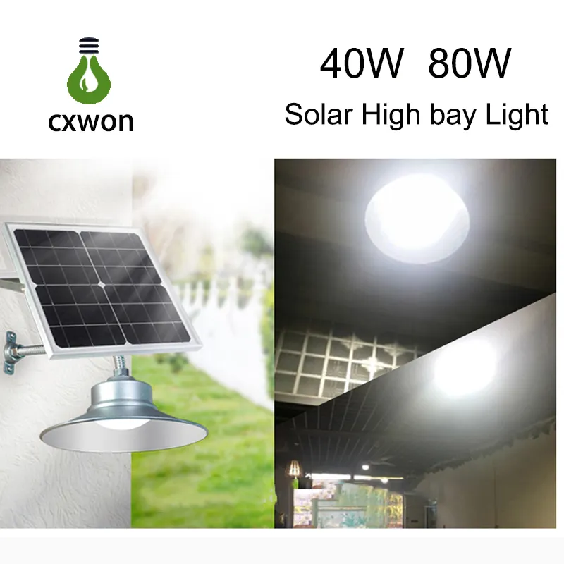 High Brightness Solar garden pendant lights Aluminum SMD5730 IP65 40W 80W High Bay Light with remote control