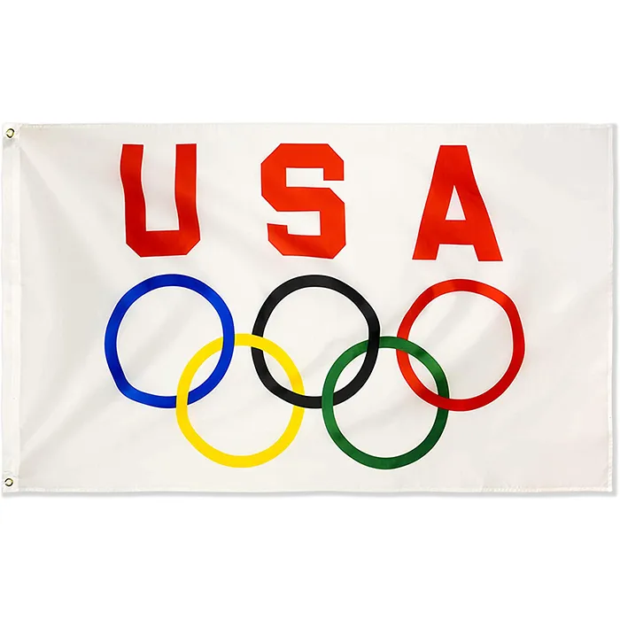 Tissu polyester Bannière extérieure Décoration olympique Drapeau olympique