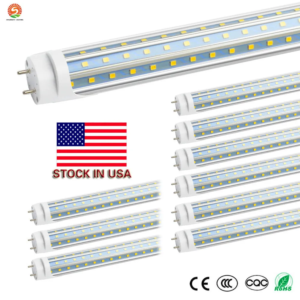 + 4 Ayak V-şeklinde LED Tüp T8 T10 T12 150 Watt Değişimi (60W) 6000K Gün Işığı Beyaz 25 paketi ABD'de Hazır
