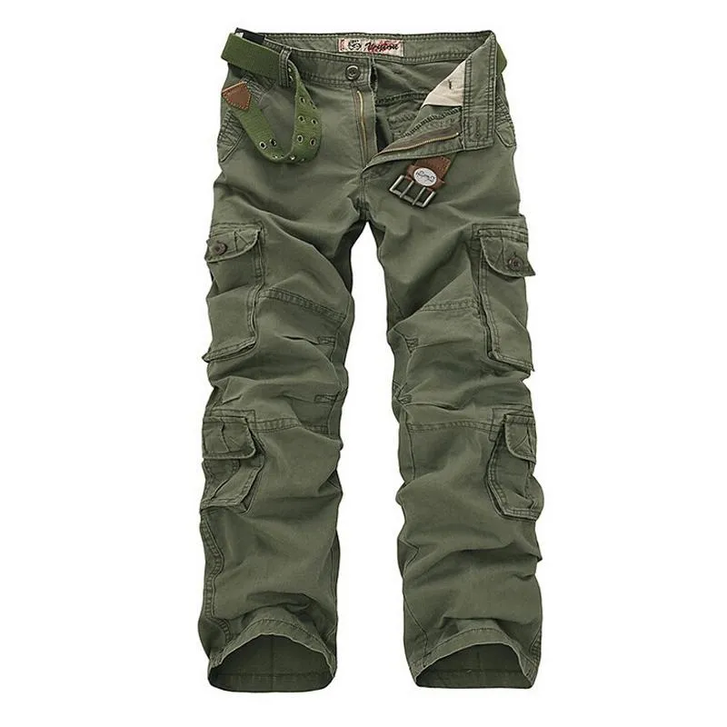 Pantaloni cargo da uomo verde militare all'ingrosso kaki pantaloni tattici larghi neri multi tasche pantaloni larghi di cotone uomo tuta esterna uomo 28-44