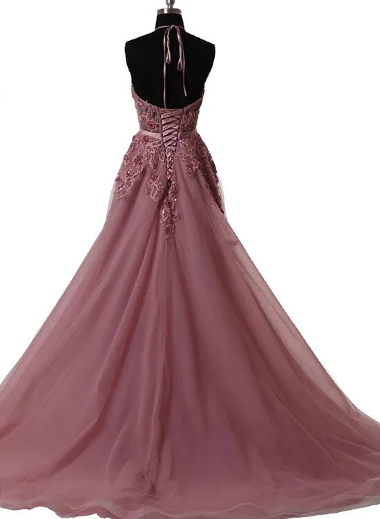 Lace Tulle Long Strapless Prom Dress, Evening Party Prom Dress 2019 Lace Tulle Long Strapless Prom Dress, Evening Party Prom Dress 2019