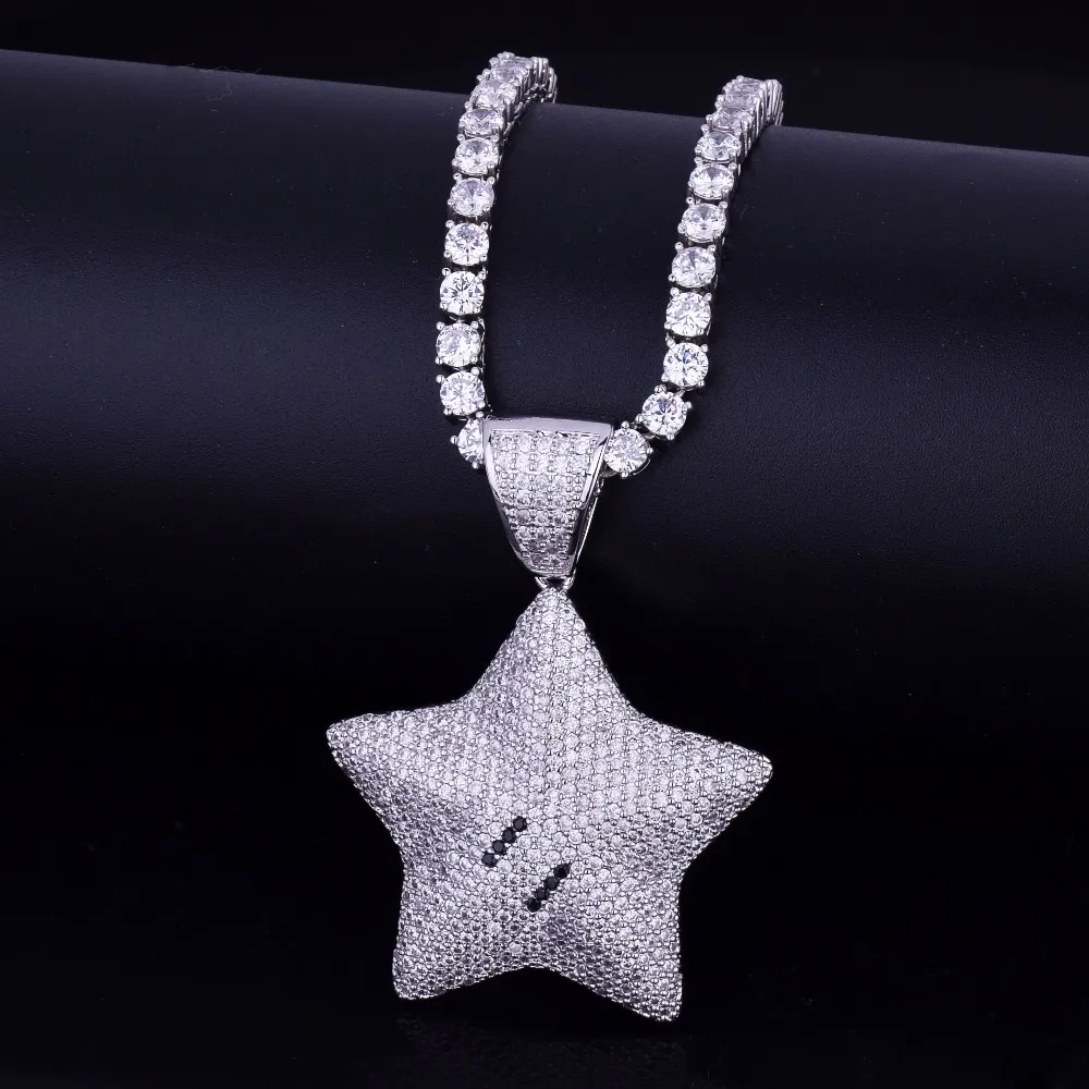 Mens Hip Hop Jewelry: Iced Out Cartoon Star Diamond Star