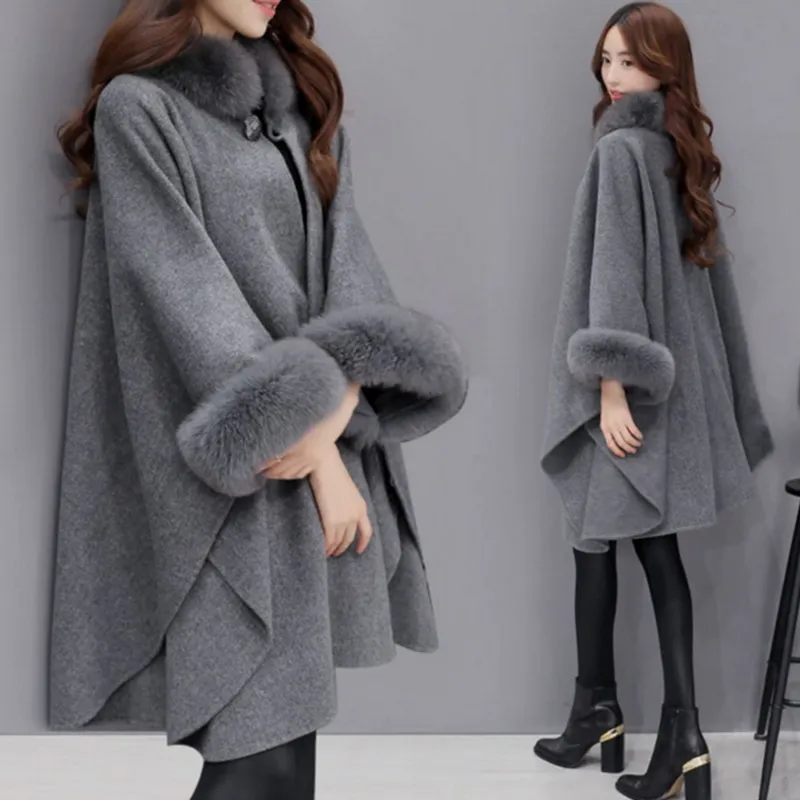 Bakerdani Abrigo de abrigo de invierno para mujer, poncho y chal, abrigo