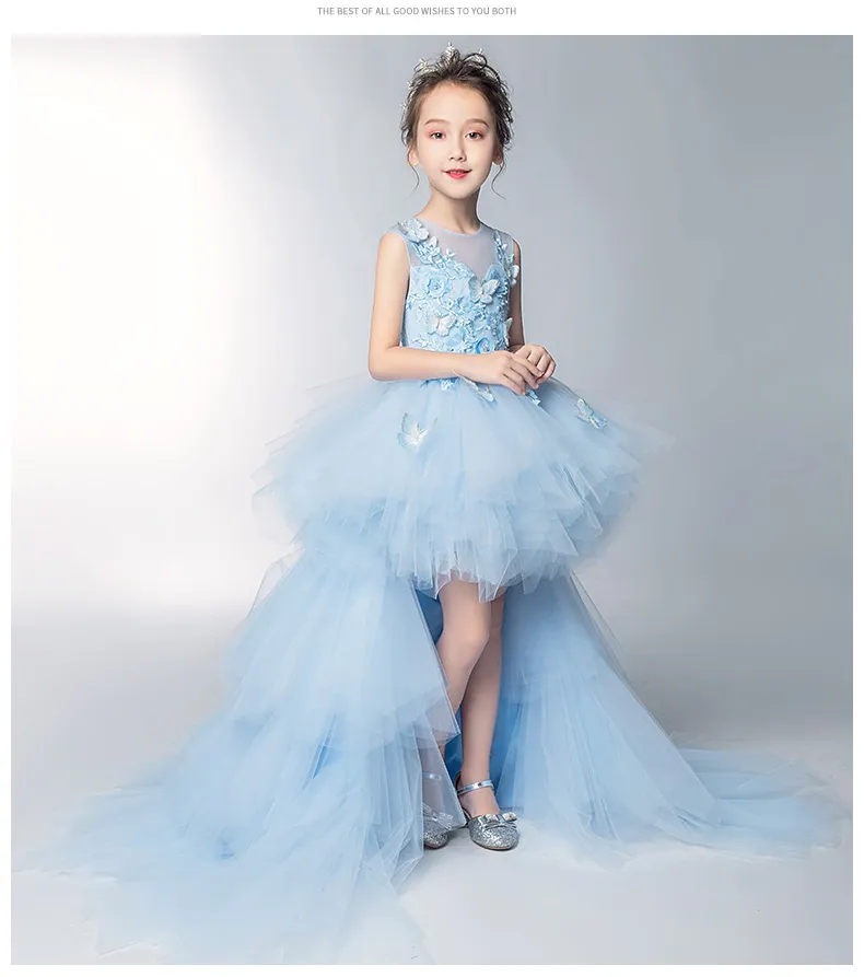 Light Blue Tulle Hi-Lo Flower Girl Dress with Bead Appliques and Lace  Ruffles for Children from Dhgate Girl's Pageant Dresses - price 55.28