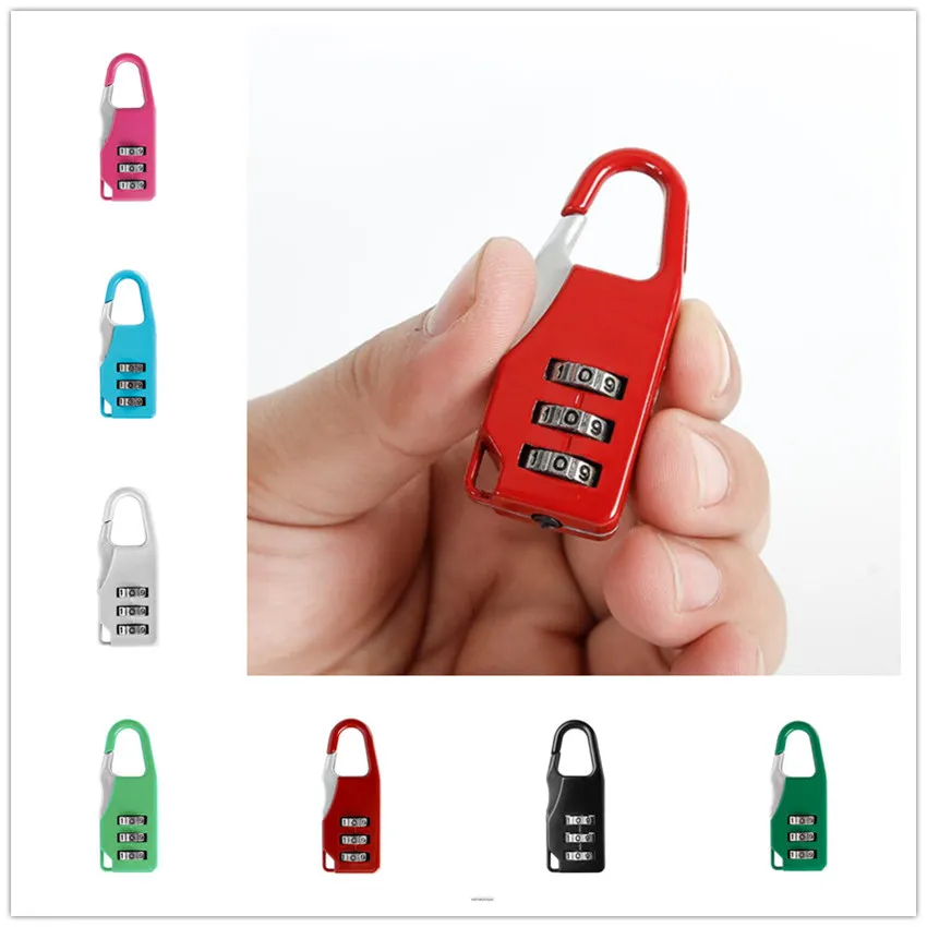 Blocco antifurto 3 Mini quadrante Digit Lock Numero Codice Password Combinazione Lucchetto Sicurezza Blocco sicuro da viaggio per lucchetto Bagagli 7 colori E22405