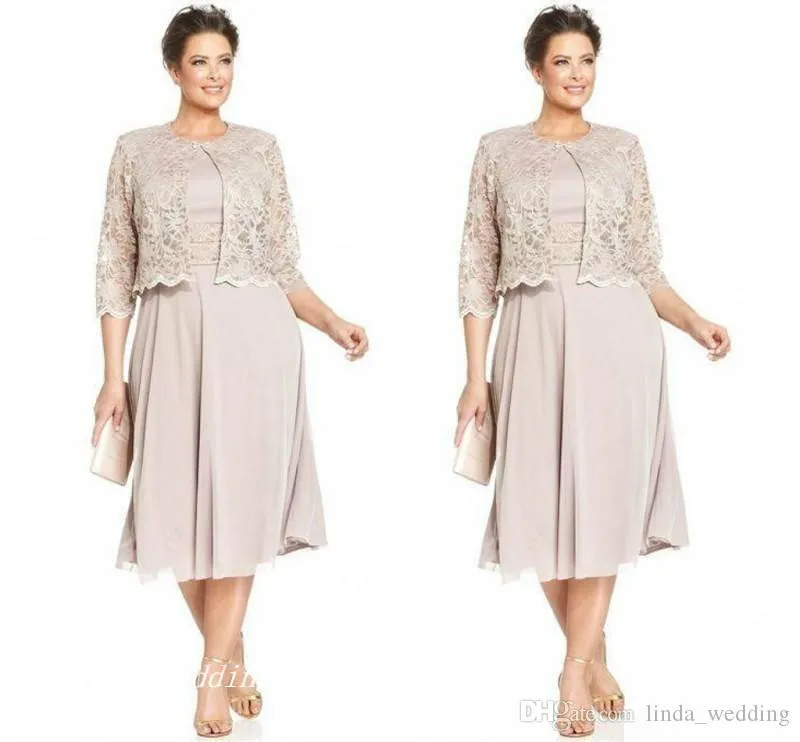 2019 elegante moeder van de bruid bruidegom jurk met jacklet hoge kwaliteit chiffon kant formele bruiloft partij gown plus size vestido de madrinha