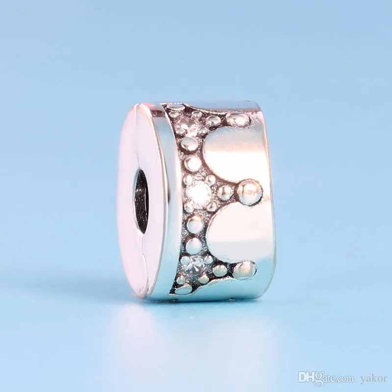 Ankomst Crown Clips Charm Set Original Box för Pandora 925 Sterling Silver DIY Bracelet CZ Diamant Charms Smycken Tillbehör