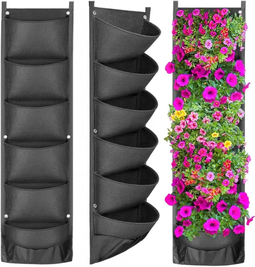 NUOVO DESIGN Fioriera da giardino pensile verticale Vasi da fiori Layout Borsa da fiori da appendere a parete impermeabile Soluzione perfetta