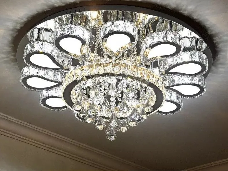 Moderne Ronde LED Cristal Plafonniers Simple Romantique Maison Lustres
