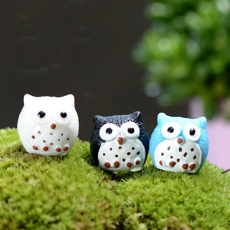 Figurines de hibou de nuit Figurine Miniature pour mini jardin de fées Aquarium aquarium statue d'animal artisanat en résine