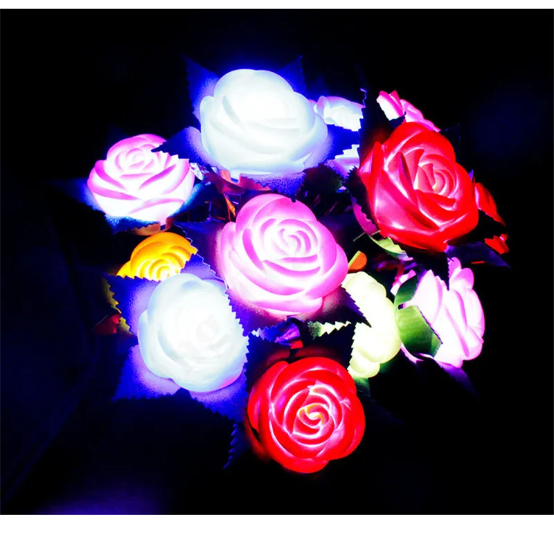 Saint Valentin LED Rose Fleur Lumineux Rougeoyant Fausses Fleurs Décoration De Mariage À La Maison Allumer Rose Fleur Cadeaux De Fête Des Mères C121805