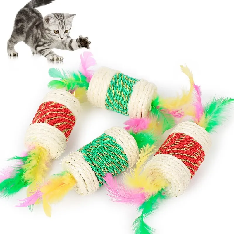 고양이 대구 발톱 장난감 고양이 사탕 색 밧줄 Sisal 대마 고양이 발톱 던지기 장난감 애완 동물 interative 장난감