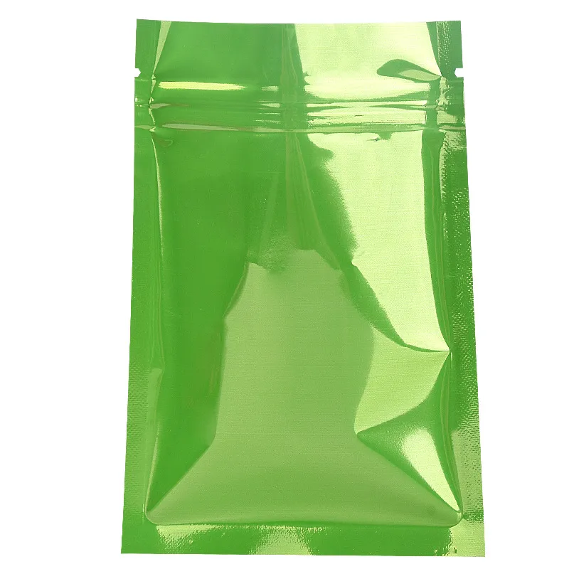 Sample Power Storage Zip Lock Pack Bag Foglio di alluminio valvola Mylar Borse per caramelle 6 * 8 cm 200 pezzi verde