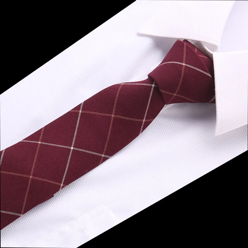 Nowe Klasyczne Krawaty Dla Mężczyzn Biznes Paisley Dark Red Burgundy Jacquard Woven 100% Bawełna Tie Plaid Wedding Party Men's Tie Nectie