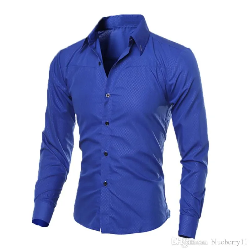 Mens Slim Fit Shirt Long Sleeve Dress Shirts Casual Formal