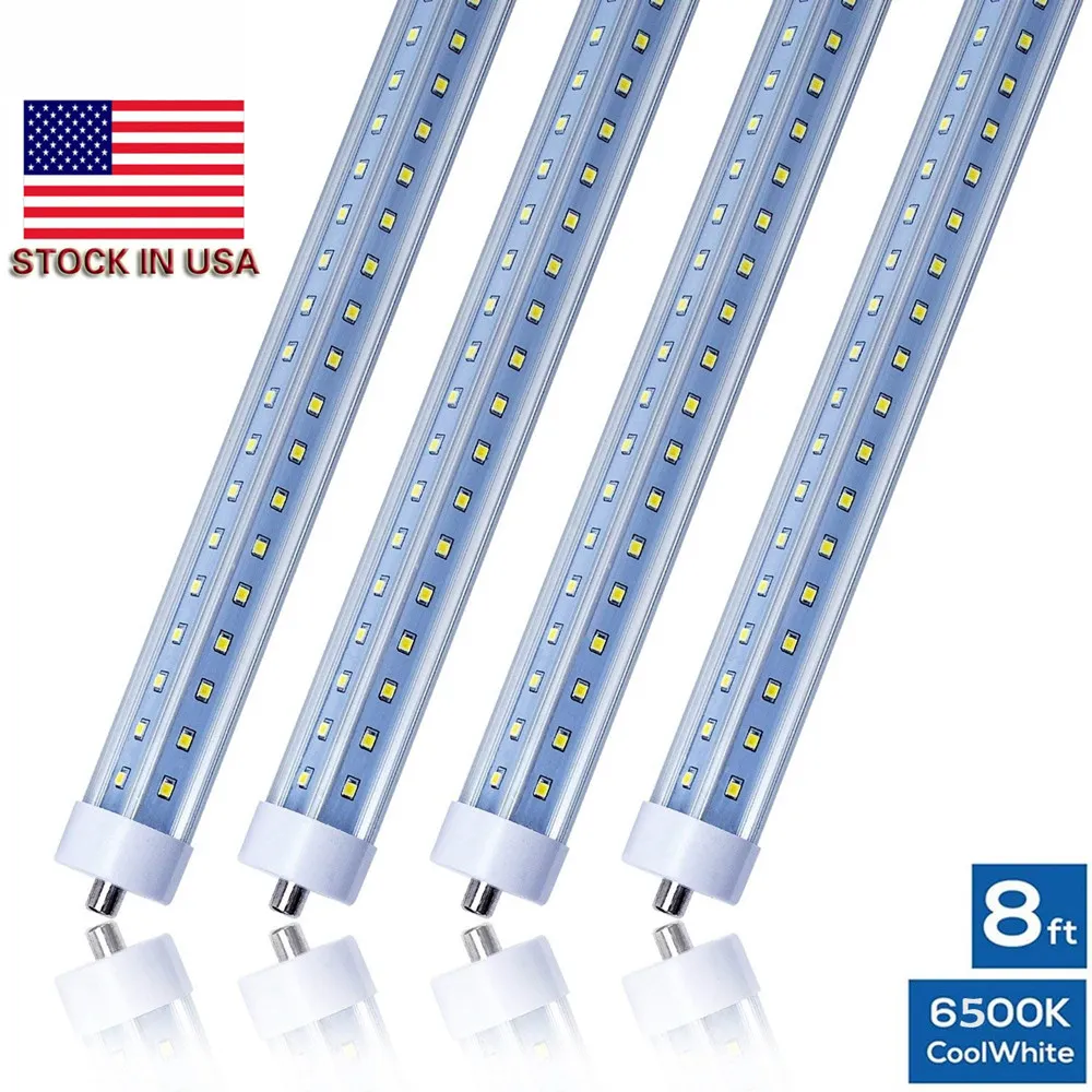 Lager i US + V-formad 8ft T8 R17D LED-rör med en enda stift FA8 8 fot LED-ljusrör Dubbelrader LED-lysrör AC 85-265V