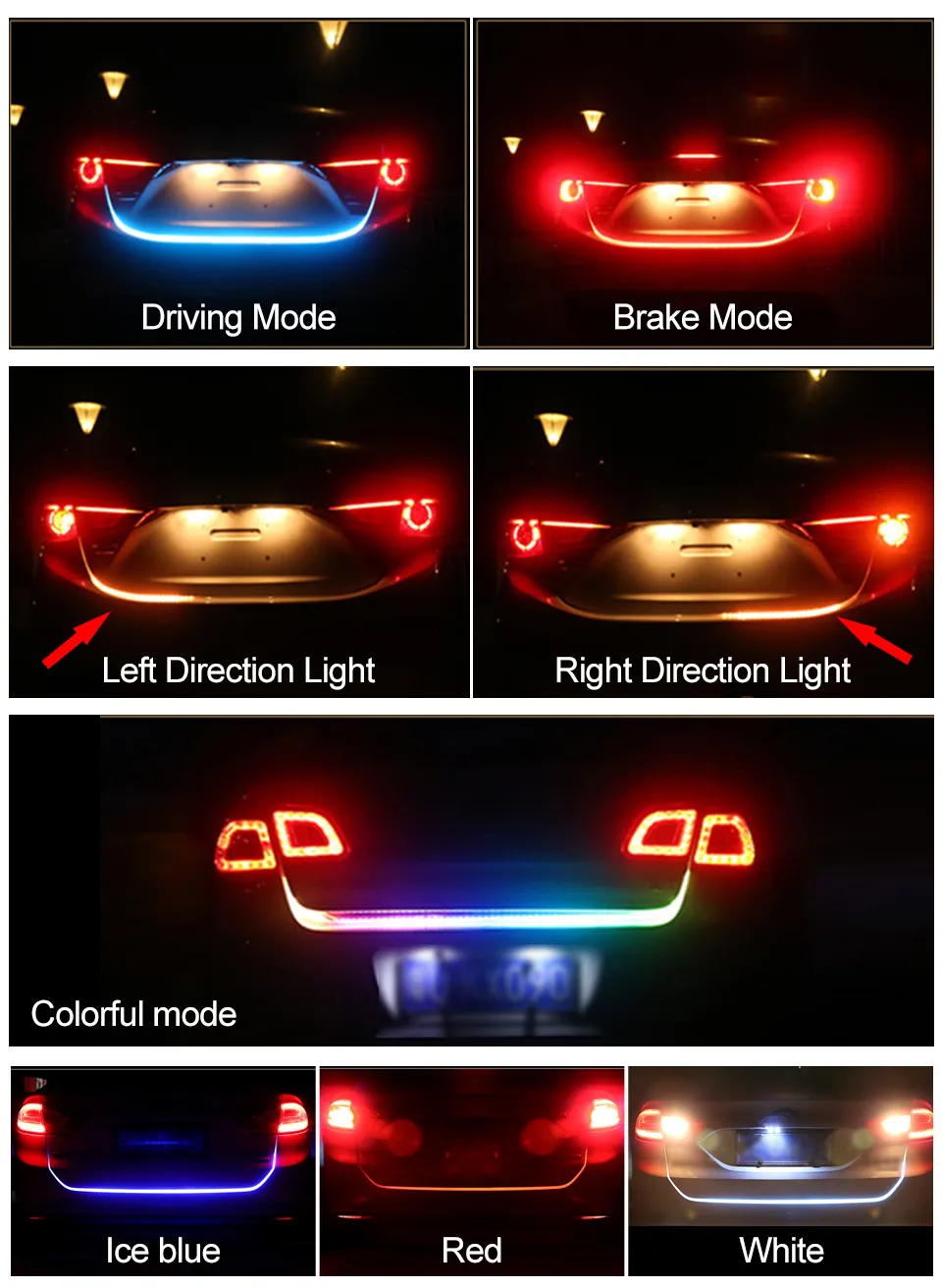 Auto Accessor LED Auto Dekoration Lichter Bunte Rückleuchten Streamer LED  Festzelt Lenkbremsen Modifizierte Kofferraum Anti Tailing Lichter Von 9,11  €