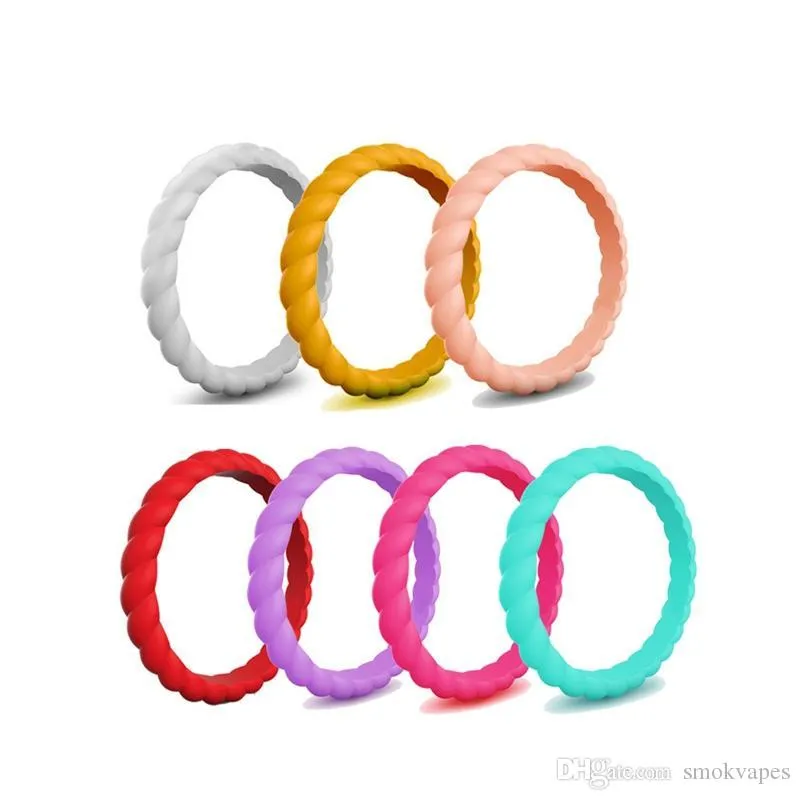 Pretty New Twist Shape Finger Silicone Hoop Silicon Rubber Band Ring ...