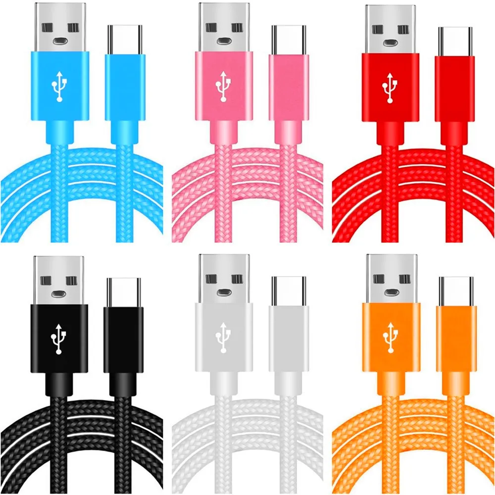 Cavi micro USB intrecciati in metallo di tipo c Cavi in tessuto più spessi per Samsung s8 s9 s10 nota 8 9 10 htc telefono andriod