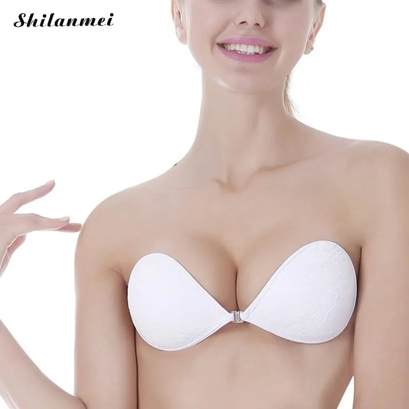 White Lace Bralette Bra Front Closure Push Up Bra Strapless Invisible Bras  For Women Wedding Sexy Sutia Bh Bustier From Pattern68, $46.11