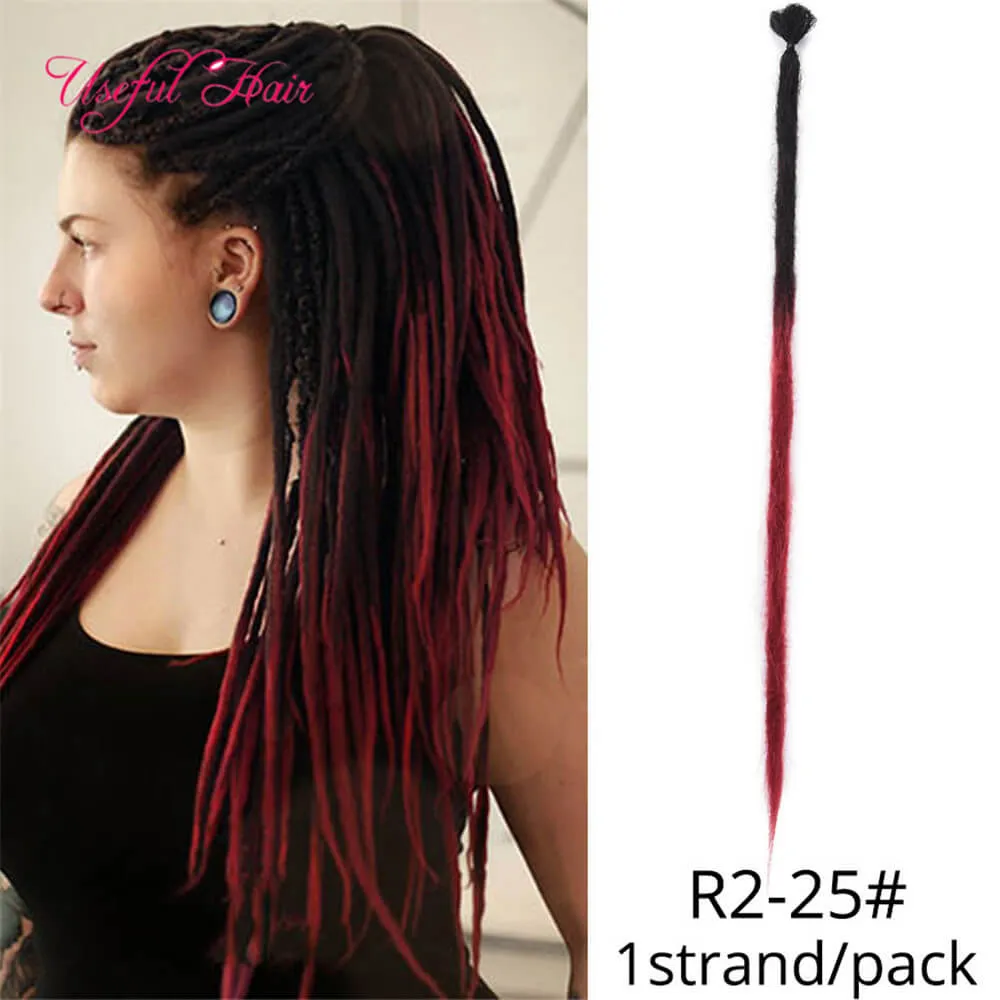 20 pollici 2020 moda 100% fatti a mano Dreadlocks Estensioni dreadlocks capelliSintetico Crochet Dreadlocks Intrecciatura Estensione dei capelli Uomo Donna Nero 1Root