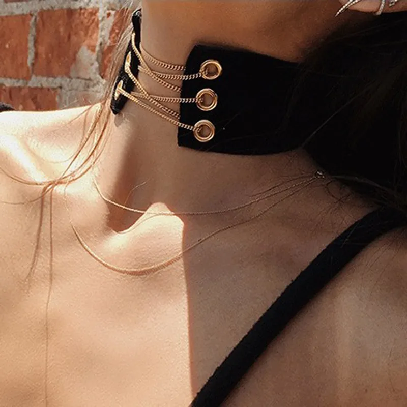 Yeni Varış Gotik Kadife Deri Gerdanlık Kolye Seksi Wrap Kravat Lady Bildirimi Takı Hediye Için Dantel Chokers