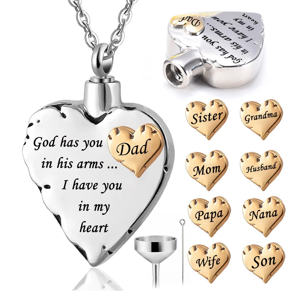 Memorial Necklace for Mom Dad Pet Cremation Pendant Jewelry Keepsake - I Have You in My Heart