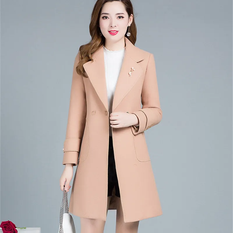 Frauen Wollmischungen plus Größe 3XL Frauen Winter Lange Mantel 2021 Vintage Elegante Kleidung Mode Koreanisch