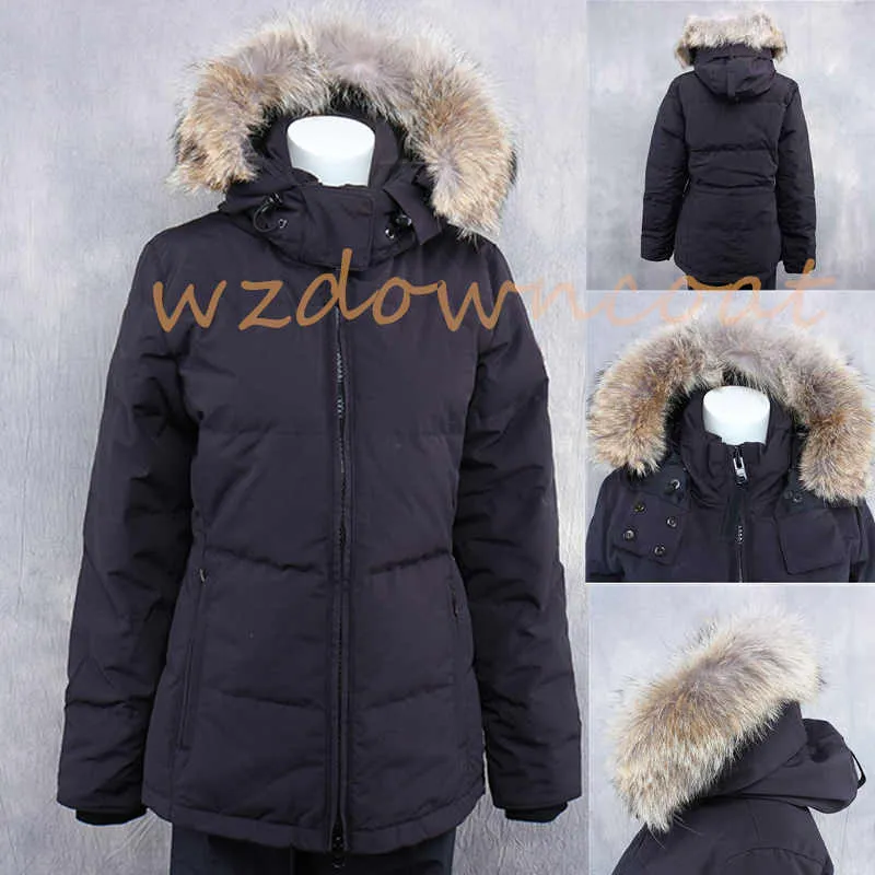 Hot Ladies Winter Warm Down Jacket Goosed Goose Down Winddichte waterdichte wolf bont kraag verwijderbaar