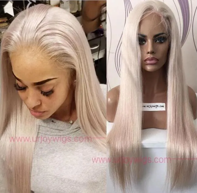 Celebrity Lace Front Wig #60 Loiro Sedoso Liso Grau 10A Cabelo Humano Virgem Brasileiro Perucas Rendas Cheias para Mulher Fast Express Del255U