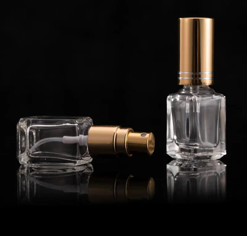 5 ml tragbare Mini-Sprühflasche, leere Parfüm-Glasflaschen, nachfüllbarer Parfüm-Zerstäuber mit schwarz-goldenen Silberdeckeln