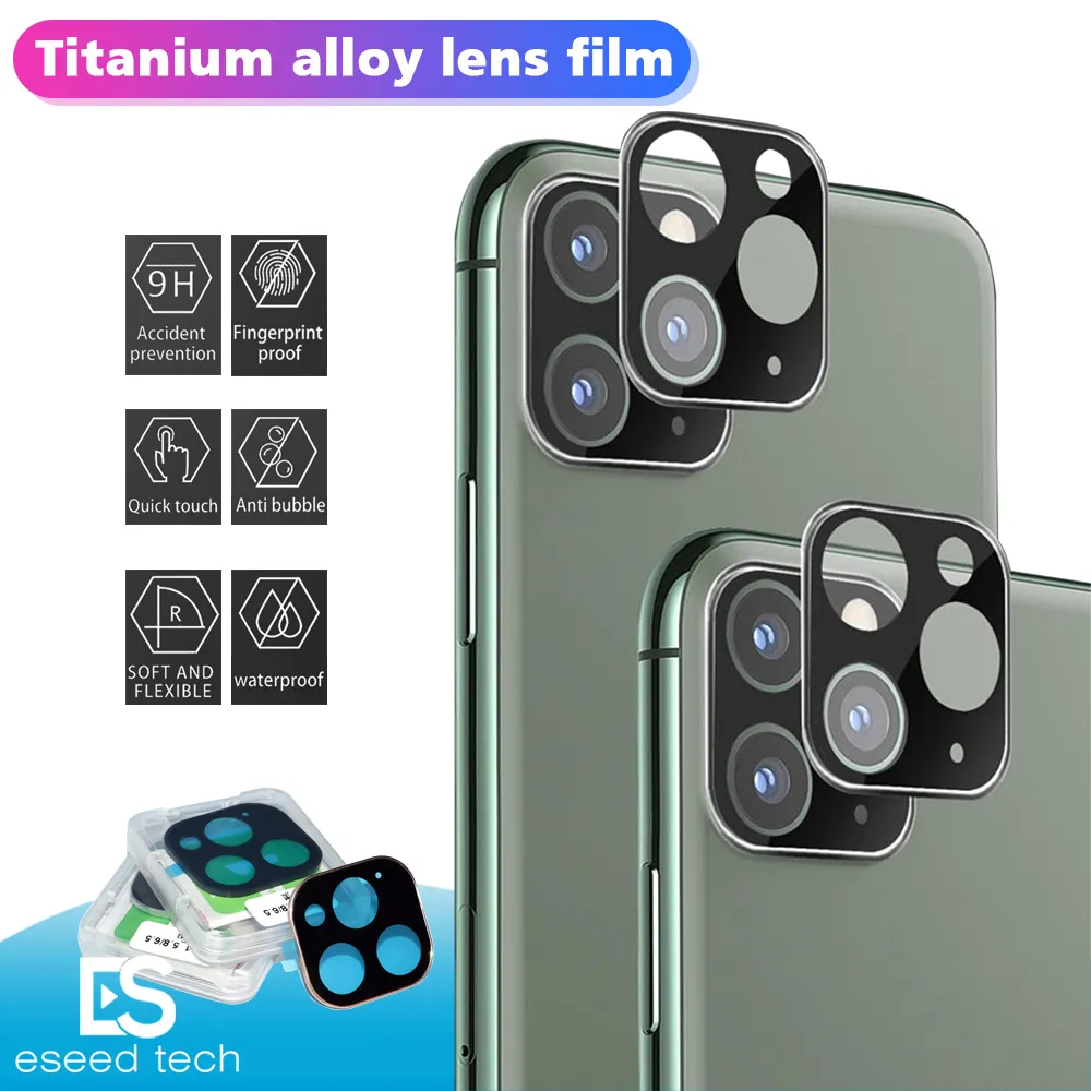 Kamera Film Ekran Koruyucu Perakende Kutusu ile iPhone 12 Pro Max 11 Kamera Lens temperli cam Titanyum Tam Geri Sert Kamera Kapak için