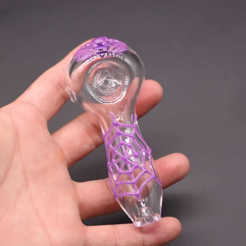Design de aranha colorido tubo de vidro espesso para fumar acessórios de tabaco colher no atacado de alta qualidade no estoque
