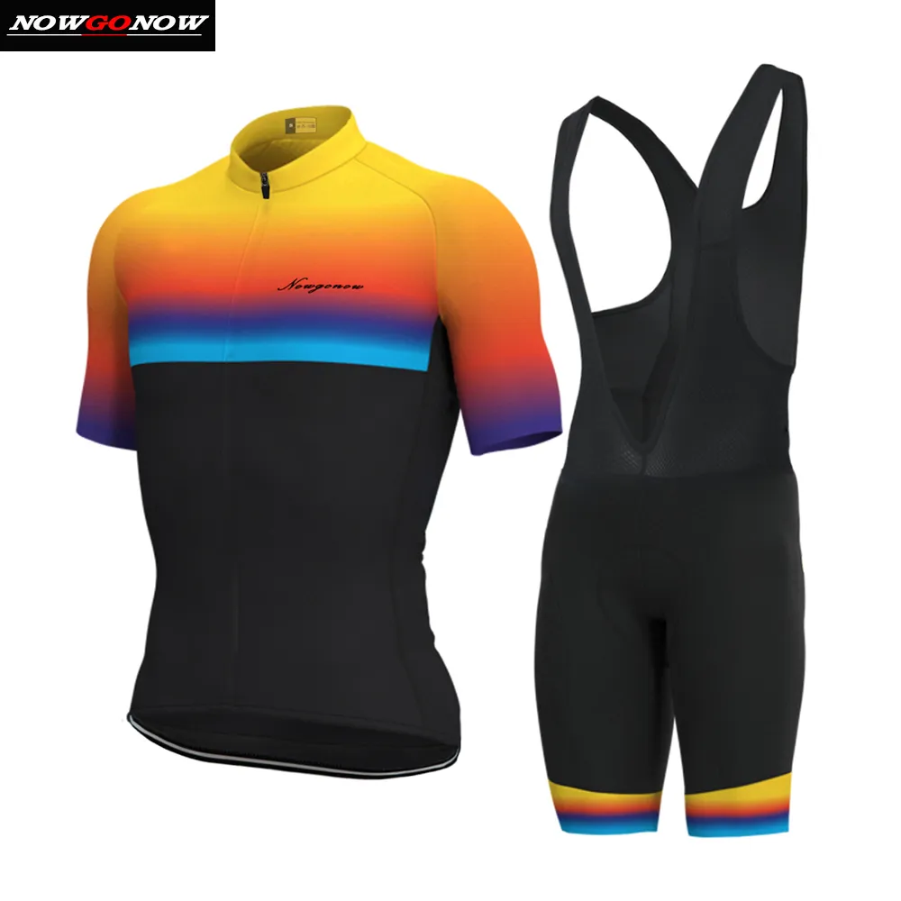 2019 Cykling Jersey Män Gul Svart Kortärmad Bike Kläder Wear Road MTB Mountain Pro Racing NowgivoW Cool Bike Apparel