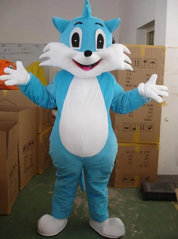 2019 Vente d'usine Blue Cat Hot Fancy Discion Costume de mascotte animale adulte