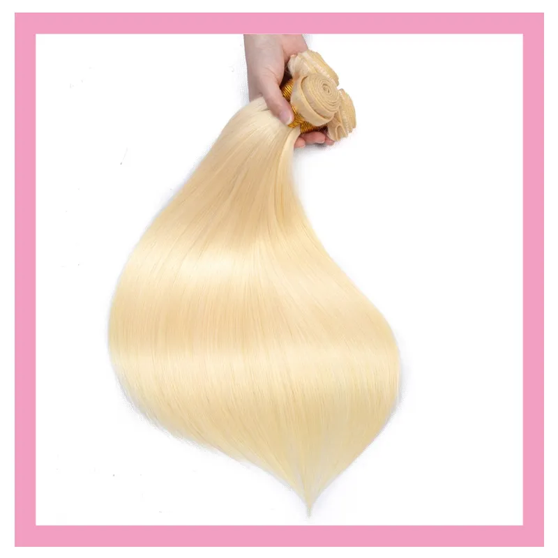 Indien Cheveux Humains Blonde Droite 613 # Blonde Deux Pièces/lot Double Trames Teint Couleur 10-30 pouces Extensions de Cheveux 2 Bundles