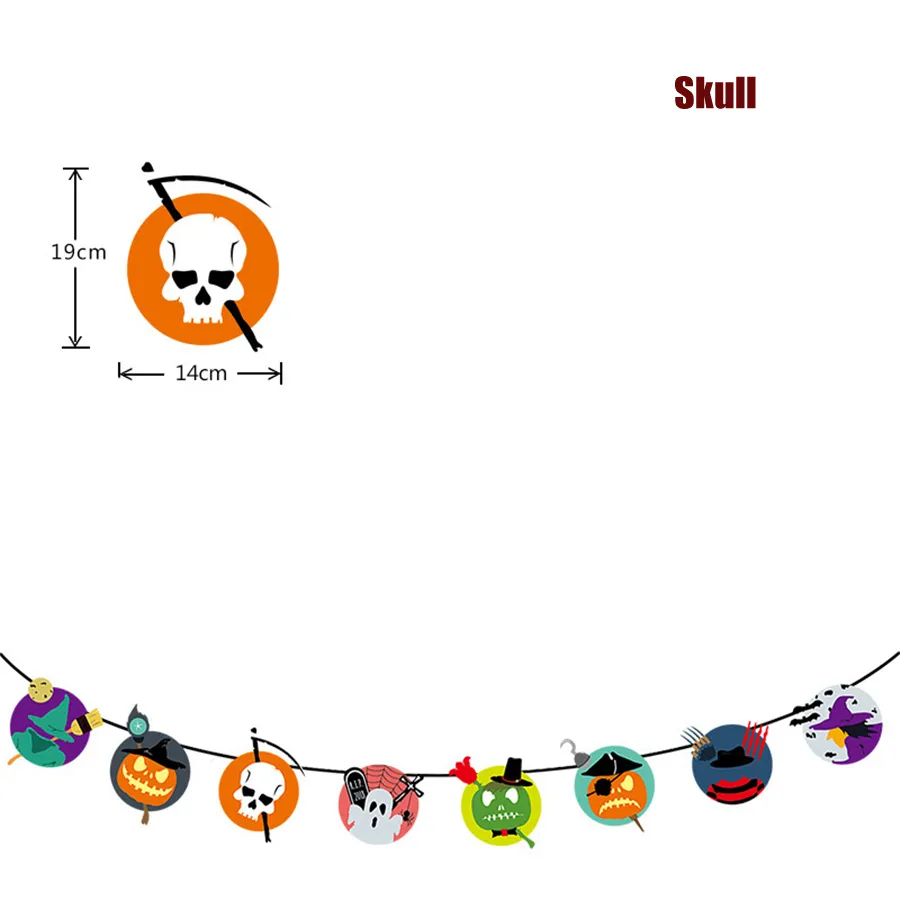 Halloween Banery Flagi Party Wiszące Dekoracje Materiały Witch Pirate Pumpkin Skull Doll Banner Party Wiszące Dekoracje JK1909XB